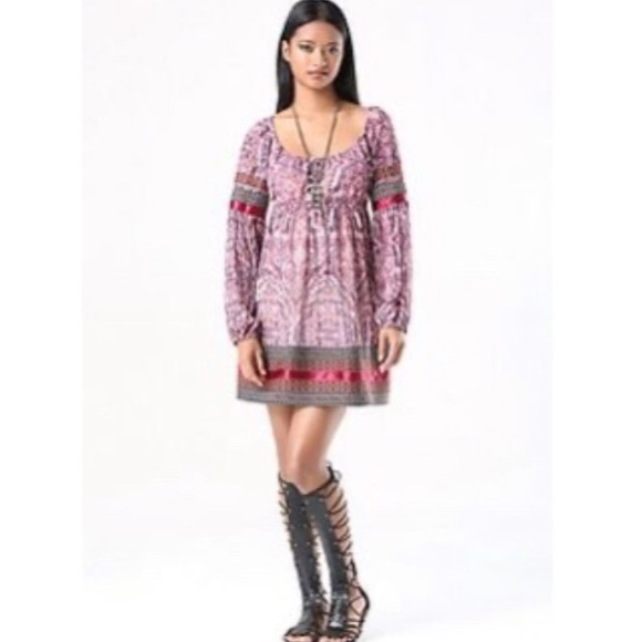 💕BEBE💕BOHO CHIC PRINTED MINI DRESS 💕 - Picture 2 of 8